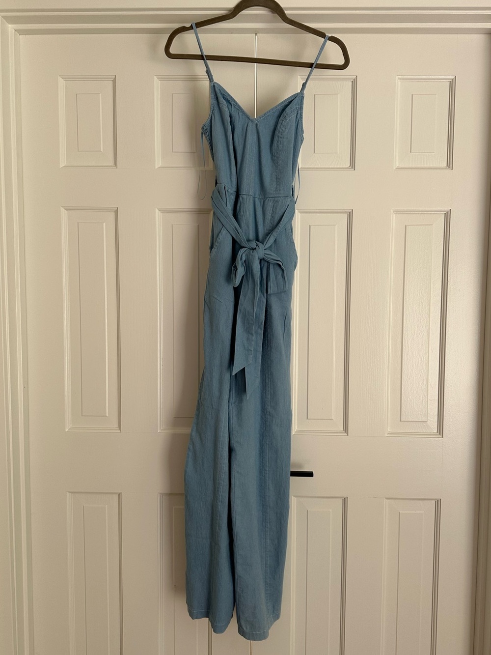 Sleeveless Light Blue Tie-Waist Jumpsuit NWT